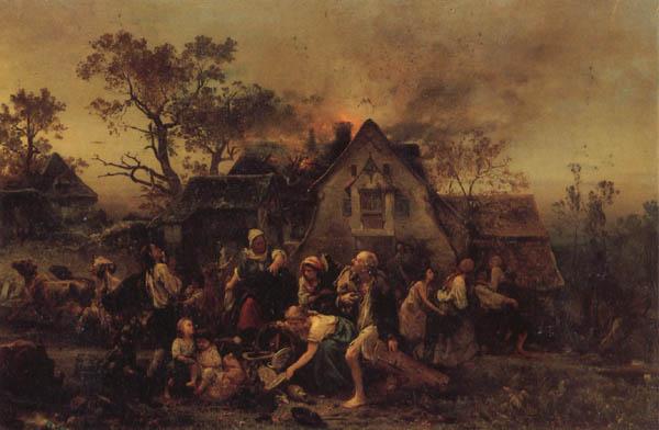 Ludwig Knaus A Farm Fire